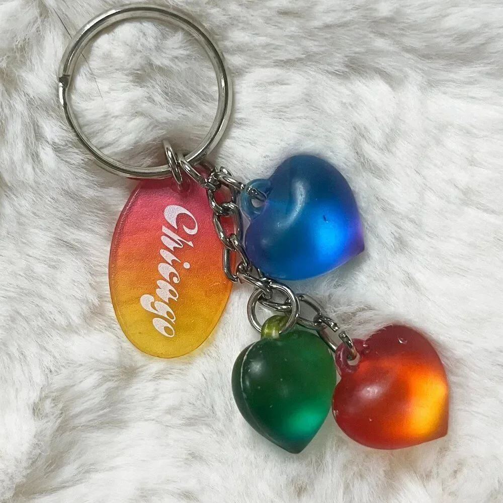🔮 5/$25 Vintage Chicago Hearts Keychain